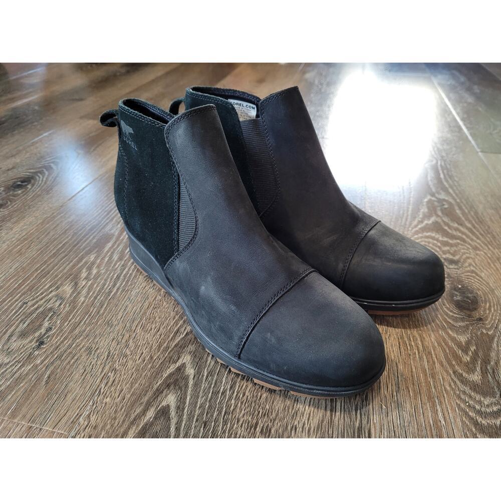 Sorel Women's Black Suede Wedge Booties size 11 #4